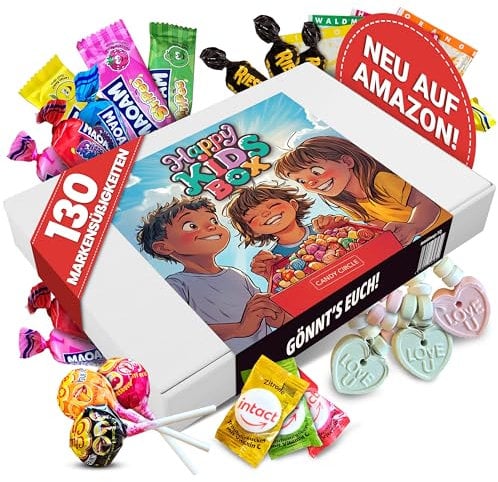 Süßigkeiten Box von Candy Circle - Füllung Schultüte, Kinder Süßigkeiten Mix - XXL Süssigkeiten Box, Candy - Süssigkeiten Grosspackung für Kindergeburtstag, Pinata Füllung oder Wurfmaterial