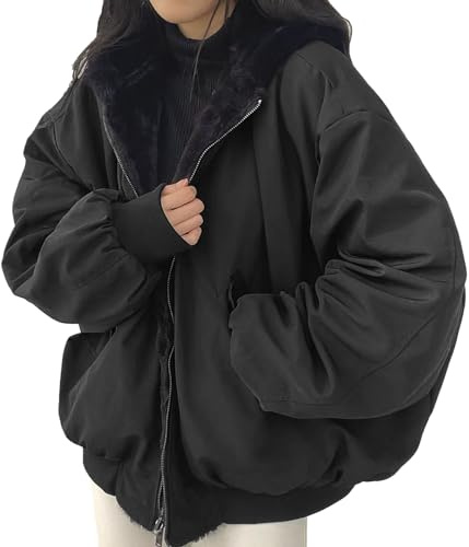 VaiKanhai Teddy Jacke Mädchen Jacke Teenager Mädchen Sherpa Jacke Damen Daunenjacke Damen Beige Mäntel Frauen Winter Cutecore Clothing Schön Korean Clothes Damen Winterjacke Regular Fit S-XXL