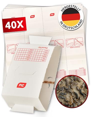 PIC Trampa Pececillos de Plata 10x4 - Trampas Adhesivas de Alta eficacia para pececillos de Plata y pececillos de Papel, Anti pececillos de Plata no tóxica y Lista para Usar, Eficaz hasta 3 Meses