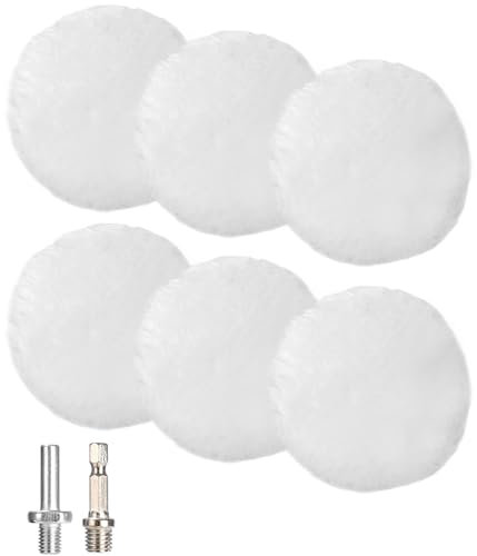 Auto Polierhaube,9 Stück 80MM Wolle Polieraufsatz Akkuschrauber Winkelschleifer, Auto Polierhaube Lammfell Pad Polierpads Wolle Polieraufsatz Akkuschrauber Set für Poliermaschine Schleifmaschine zum P