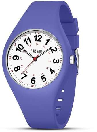 LN LENQIN Unisex Analog Quarz Uhren 30M Wasserdicht Krankenschwester Uhren mit Silikonband geeignet für Medizinstudenten/Krankenschwester/Doktoren (Lila)