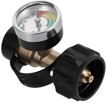 KONTONTY Kupfer Propan Tank Adapter Manometer Für Propangasflasche Temperaturkontrolle Langlebiger Anschluss Passend Für Camping Gasgrill Und Outdoor Geräte