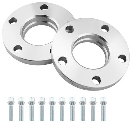 ISINEVER Spurverbreiterung 5x112 20mm 2x10mm 66,5 Kompatibel mit Audi A4 A5 A6 4G A7 mit Radschrauben M14x1.5 Spurplatten Distanzscheibe Silver