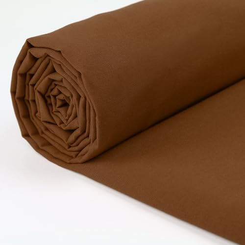 A-Express 100% Baumwollstoff - 150 cm (60 Zoll) Breit – Uni Baumwoll stoff Meterware - Ideal für Patchwork, Nähen, Vorhang, Futter, Bettwäsche, Schneiderei, Kissenbezüge - Braun 0.5 Meter