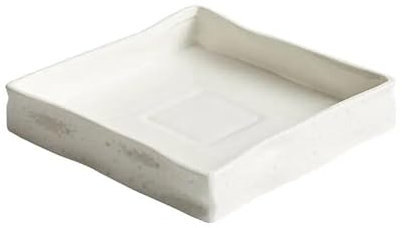 Set di 4 piatti piani quadrati in ceramica, design moderno con texture roccia, spessi e durevoli, perfetti per ristoranti o uso domestico, set da tavola bianco puro, ideale per servire zuppe, dessert,