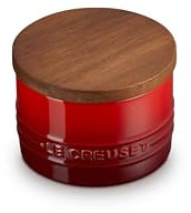 Le Creuset Signature Salt Cellar and Storage Canister with Wood Lid, 7 oz., Cerise
