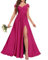 Vestidos de dama de honor de gasa para mujer, vestidos de boda, fruncidos, vestidos de noche, vestidos de cóctel, talla grande, fucsia, 48