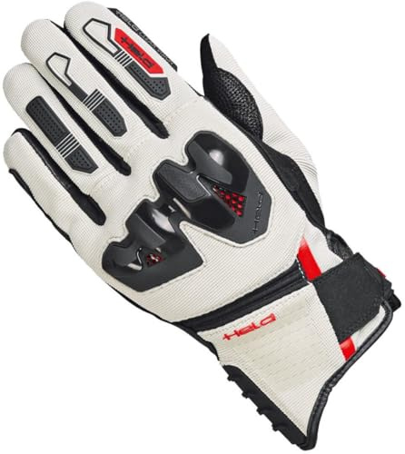 Held Sambia 2 Motorrad Handschuhe, schwarz/sand/rot/weiß, 10