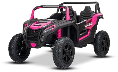 Beneo Motors Voiture électrique Enfants 24V 2 Places UTV XXL véhicule, Rose avec Moteur différentiel, Roues Caoutchouc gonflables, Frein à Disque, suspensions, Volant réglable, Bluetooth & MP3/USB/SD