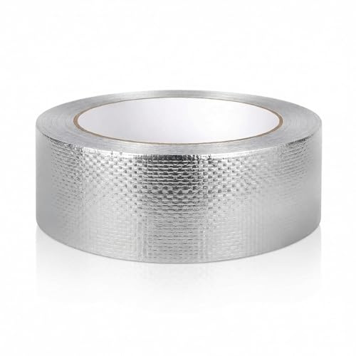 NZNSML 2 Stück Aluminium Klebeband Netzverstärkt 50mm x 25m Aluklebeband | Silber Alufolie Alu Klebeband Hitzebeständig Aluband Selbstklebend für Dämmung Rohrisolierung Versiegeln Reparieren Schlauch