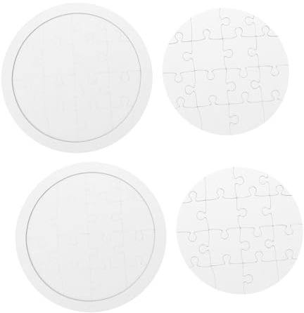 CVUTOVO 4 Sätze Runde Blanko Puzzle zum Bemalen DIY Puzzle für Bedruckbare Puzzleteile aus Stabilem Material Leicht Trennbar und Zusammensetzbar für Basteln Geburtstagsfeiern und Kreative