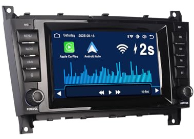 RYUIXPUL Autoradio mit Wireless CarPlay & Android Auto |Linux-System| 2S Schnellstart | OEM Klangqualität | Kompatibel mit Mercedes C-Klasse W203 CLK W209 G-Klasse W463 | IPS Touchscreen (Metal)