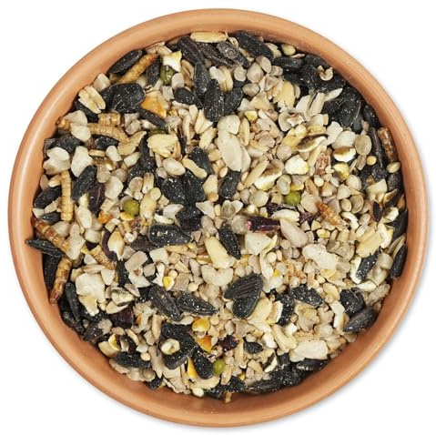 CJ Wildlife Vogelfutter Wildvögel ganzjährig 5kg – Wildvogelfutter mit Küken-Booster und Brut-Booster – Mischfutter mit Mehlwürmern und Muschelkalk