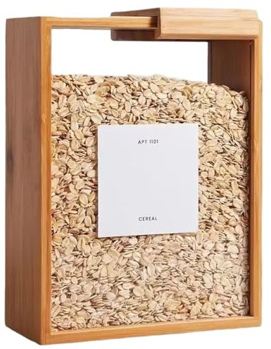 Xdyyjrasa Transparenter Reisspender aus Holz mit Schiebedeckel – Lebensmittelspender für Müsli, Getreide, Nudeln, Pulver, Küchenaufbewahrung/9 x 7 x 3 cm