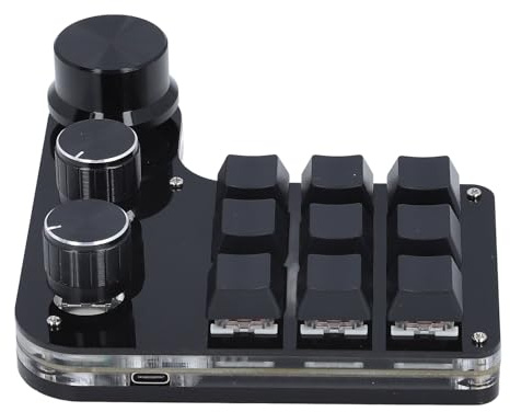 Badafaci USB Mini Macro Mechanical Gaming Keyboard, Programmable 9 Keys 3 Knobs RGB LED Keypad with Onboard Storage, for Gaming Office Music Media Industrial Control