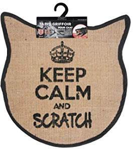 Wouapy - Kratzmatte für Katzen – Kratzteppich aus Sisal – Design & Trend – Aufschrift Keep Calm and Scratch – Grau Anthrazit 55 x 31 x 0,7 cm