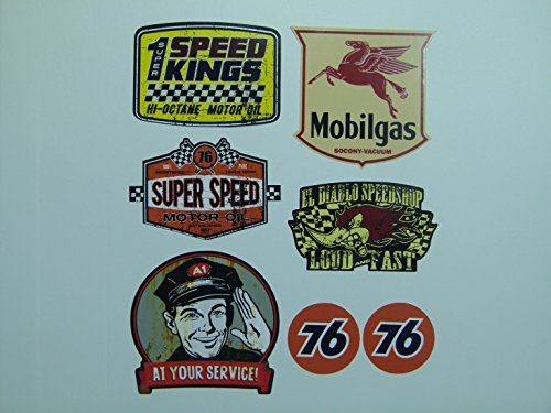 cut-it folientechnik & design MG615 / Aufkleber Set Oil Service - Breite je Sticker ca. 6cm/3cm Retro Garage Vintage Hot Rod 76 USA V8 V6