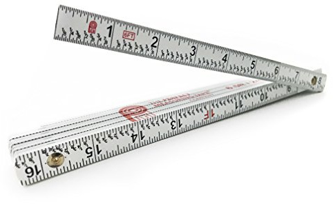 Perfect Measuring Tape Co. FR-72 Carpenter's Folding Rule Lightweight Composite Construction Ruler (Folding Yard Stick) with Easy-Read Inch Fractions - 6.5ft / 2m