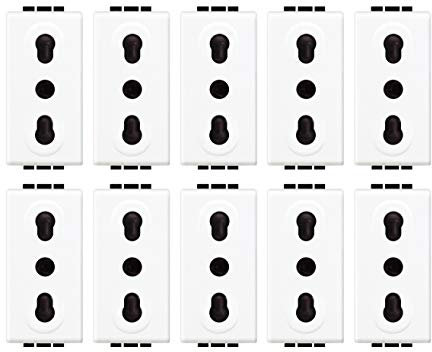 BTicino ASTL4180 Kit 10 Pezzi, Presa Bipasso Interasse 2P+T, 10/16 Ampere, Alveoli Protetti, Serie Living Light, 1 Modulo, Colore Bianco