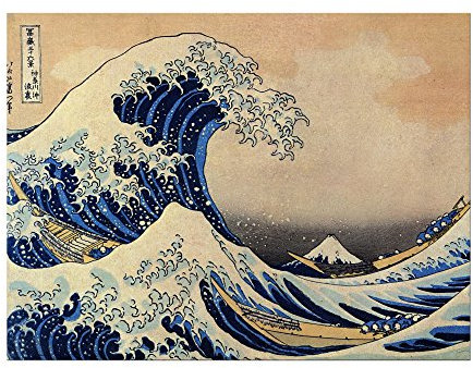 Kunstdruck Poster - Katsushika Hokusai Die große Welle vor Kanagawa 80x60 cm ca. A1 - Alte Meister Bild ohne Rahmen