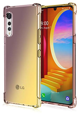 Dedux Funda para LG Velvet 5G, [Refuerzo de Cuatro Esquinas] Carcasa Gradiente Transparente TPU Suave Funda Case (Negro/Dolado)