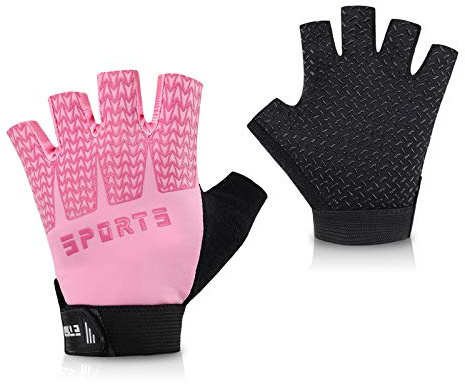 Accmor Pink Kids Cycling Gloves, Half Finger Sports Gloves for Girls, Breathable Outdoor Gloves for Cycling, Camping, Fishing, Hiking, Climbing, Riding