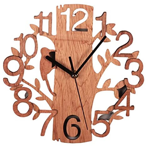 Horloge Murale en Forme d'arbre, Horloge Murale silencieuse sans tic-tac, Horloge de Cuisine, Horloge en Bois pour Mur, Horloge pour Bureau, Salon, Chambre à Coucher