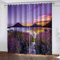 NPBSHZ Verdunkelungsvorhänge Wohnzimmer 3D Gedruckt Sonnenuntergang Lavendel Seeblick mit Ösen Blickdicht Vorhang Schlafzimmer Wärmeisolierender Schallschutz 2 Flächenvorhang 264x214cm (B x H)