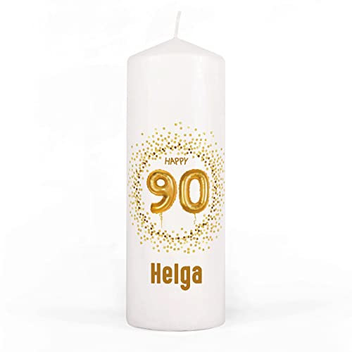 Herz & Heim® personalisierte Geburtstagskerze zum runden Geburtstag mit Wunschnamen 90. Geburtstag