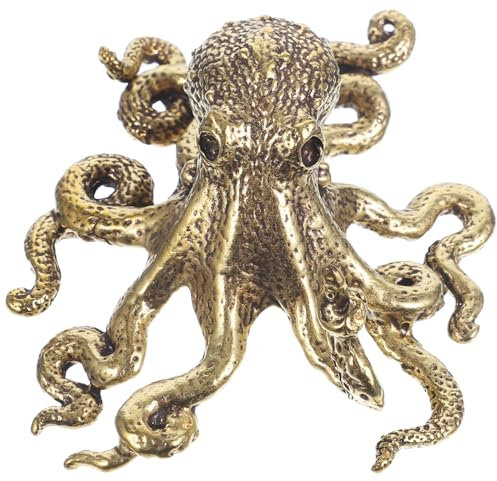 Garneck Messing Figur Messing Mini Schmuck Octopus Decor Statue Figuren für Tier Skulptur Sammlerstücke Desktop -Statue Octopus Wanddeko Mini Figuren Messing Schmuck
