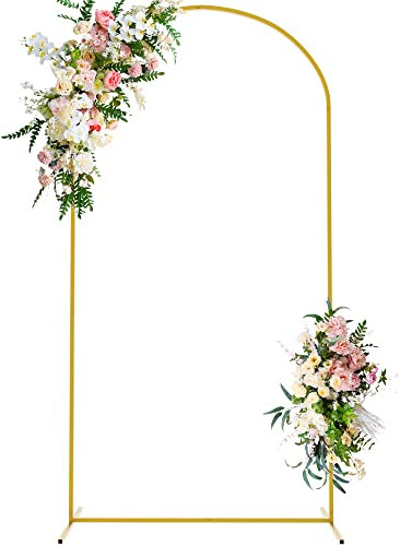 Wokceer Support d'arche de mariage de 2,3 m, arche carrée en métal doré pour cérémonie de mariage, fête d'anniversaire, fête prénatale, cabine photo, jardin, arche de ballons floraux