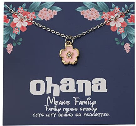 BAUNA Ohana Halskette mit Hibiskusblüten-Anhänger, hawaiianischer Schmuck, Geschenk für Familie, beste Freunde, Geschenk für Frauen, Geschenk, Edelstahl