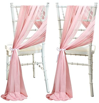 RWUDV Lot de 16 décorations d'allée de mariage, 2,5 m, décorations de chaise d'allée, rideaux de chaise pour mariage, cérémonie, fête, décoration de chaise, rose poudré et mauve
