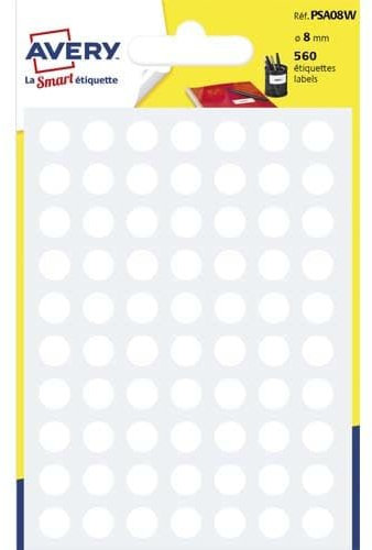 10 x 560 Klebepunkte, Durchmesser 8 mm, Farbe Weiß (8 Blatt/CD)