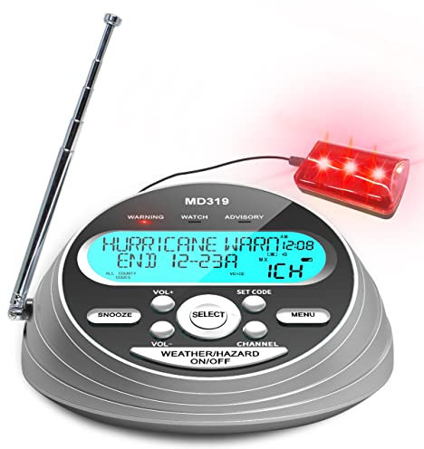NOAA Weather Radio-S.A.M.E. Programación Local, Radio de Alarma meteorológica con más de 80 alertas de Emergencia, Radio meteorológica NOAA con batería de Respaldo, Despertador, luz de Advertencia