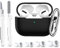 R-fun Compatible with AirPods Pro 2nd/1st Generation Case Cover with Cleaning kit, Full Protective Silicone for Apple AirPods Pro 2023/2022/2019 Charging Case[LED anteriore visibile],Black