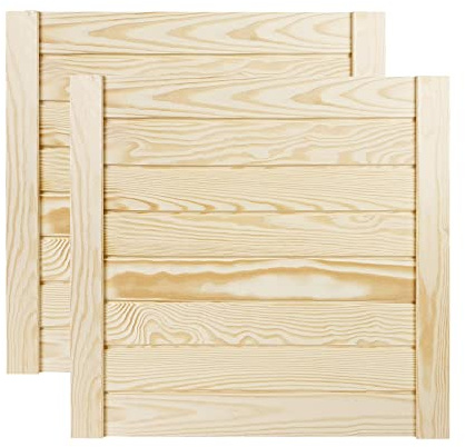 DecoMeister Lamellentüren Holz 2er Pack 494x474 mm | Holztür aus massiver Kiefer mit fühlbarer Struktur | Möbelfronten für individuelle Renovierung | Lamellentür für Schrank oder Garderobe | Natur