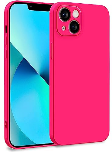 MyGadget Cover per iPhone 13 - Custodia in Silicone Morbido a Doppio Strato – Case con Protezione Fotocamera & Fodera Interna Antigraffio - Rosa magenta