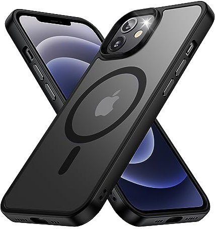 Aunote Handyhülle für iPhone 12 Hülle mit Magsafe, Hülle iPhone 12, Militärqualität Handy Schutzhülle [stoßfest] [magnetisch] für Apple iPhone 12/12 Pro Cover Case. Matt Schwarz