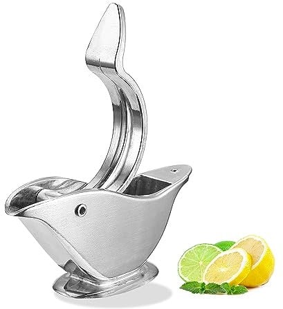 Domonic Home Vogel-Zitronenpresse, manuell, Metall-Zitronenscheibenpresse, Limettenpresse, Vogel-Zitronenpresse, Hand, robust, ergonomisch, Edelstahl