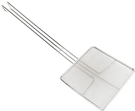 Stainless Steel Skimmer Ladle, Fine Mesh Skimmer, Oil Strainer for Deep Fryer, Metal Spatula with Long Handle