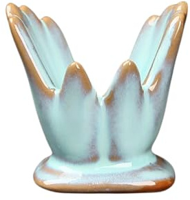 ourhommie Air Plant Holder Cute Ceramic Mini Hand Shape Stand Airplants Tillandsia Small Container Pot Plant Decorative Home Decor for Desk Table Shelf Office Decorations, Blue