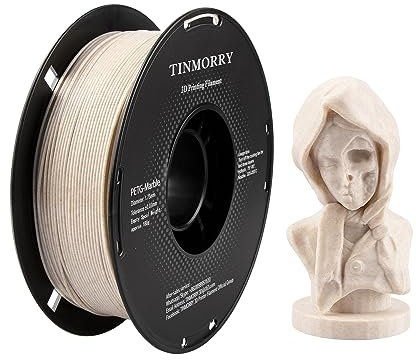 PETG Filament 1.75mm, TINMORRY Verbessert PETG-Eco 3D-Druckmaterialien, Kompatibel mit Bambu FDM 3D Drucker, 1 KG 1 Spule, Marble-Light Brown