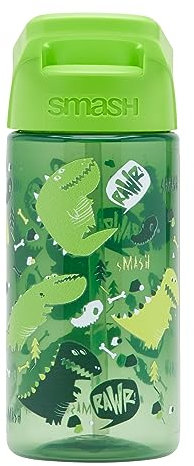 Smash Water Bottle 450ml - Green Dinosaur Design