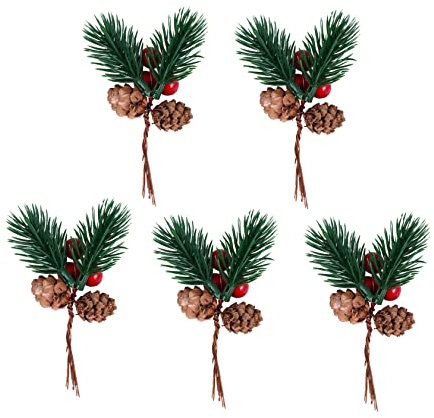 5 Stück Tannenzapfen, Weihnachtsdekoration, künstliche Blumengirlande, Bling-Dekor, Weihnachtsbaum-Picks, Weihnachts-Blumenarrangements, gefälschte Zahnspangen, Weihnachten, DIY-Handwerk, Pinien-Picks