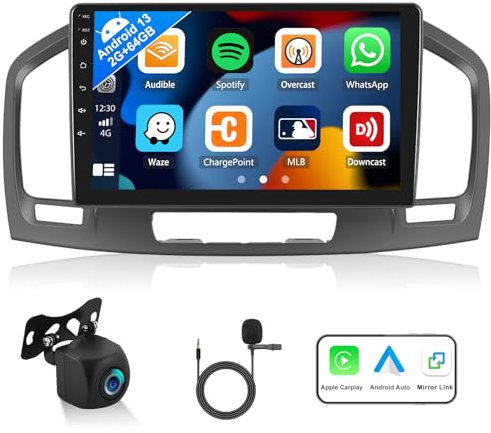 [2G+64G] Autoradio Android 13 per Buick Regal 2009-2013/Opel Insignia 2008-2013 con Carplay Android Auto,Radio Touch Screen 9 con GPS WiFi FM/RDS Bluetooth Mirror Link+Telecamera di retromarcia