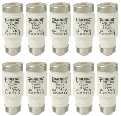 SIGANDG Neozed Sicherungen, D02 25A gL/gG 400VAC, D0-Typ Sicherungseinsatz (10 Stück)