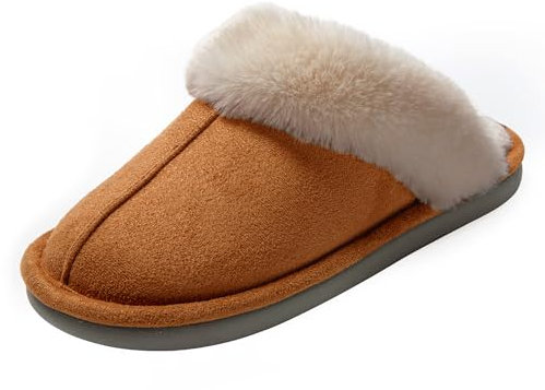 JOMIX Ciabatte Donna Invernali Pelose Calde Effetto Camoscio con Fodera in Pelliccia Sintetica Pantofole Casa Inverno da Ragazza Soletta Morbida Antiscivolo e Silenziosa Momery Foam X005 Khaki 41