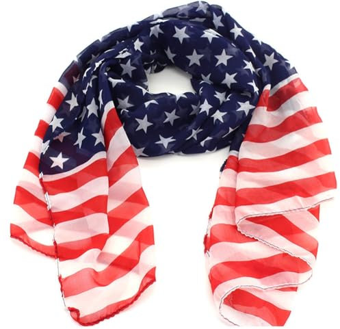 SHTGOI Sciarpa USA Bandiera Panno Chiffon Sciarpa America Bandiera degli Stati Uniti Vintage Leggero Foulard Morbido Sciarpa Donna Foulard con Bandiere Sciarpa di Seta Arazzo Tovaglia