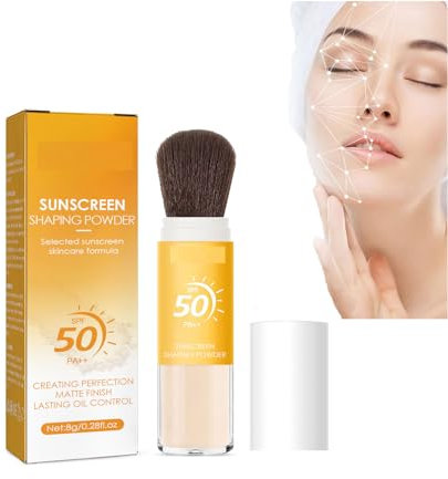Poudre de fixation minérale pour protection solaire - SPF 50 PA+++ - Poudre de maquillage avec protection solaire - Contrôle de l'huile - Finition mate naturelle (1 pièce, 8G)
